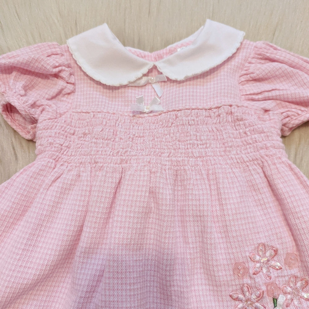 Vintage Baby Togs pink dress with white collar and cute bunny size 3-6 months - Picture 3 of 10